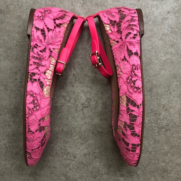 Valentino Hot Pink Lace Ballet Flats - Picture 3 of 8
